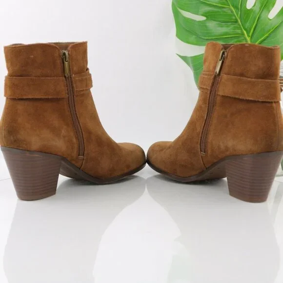 Sam Edelman Womens Lynne Boot Size 10 Camel Suede  Block Heel Ankle Strap Boho - Picture 8 of 12